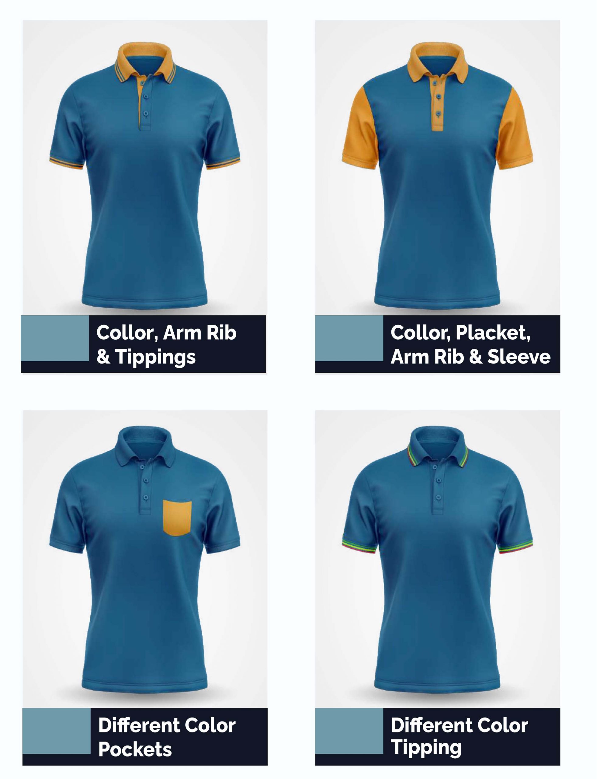 Polo t-shirt alteration — cuff embroidery